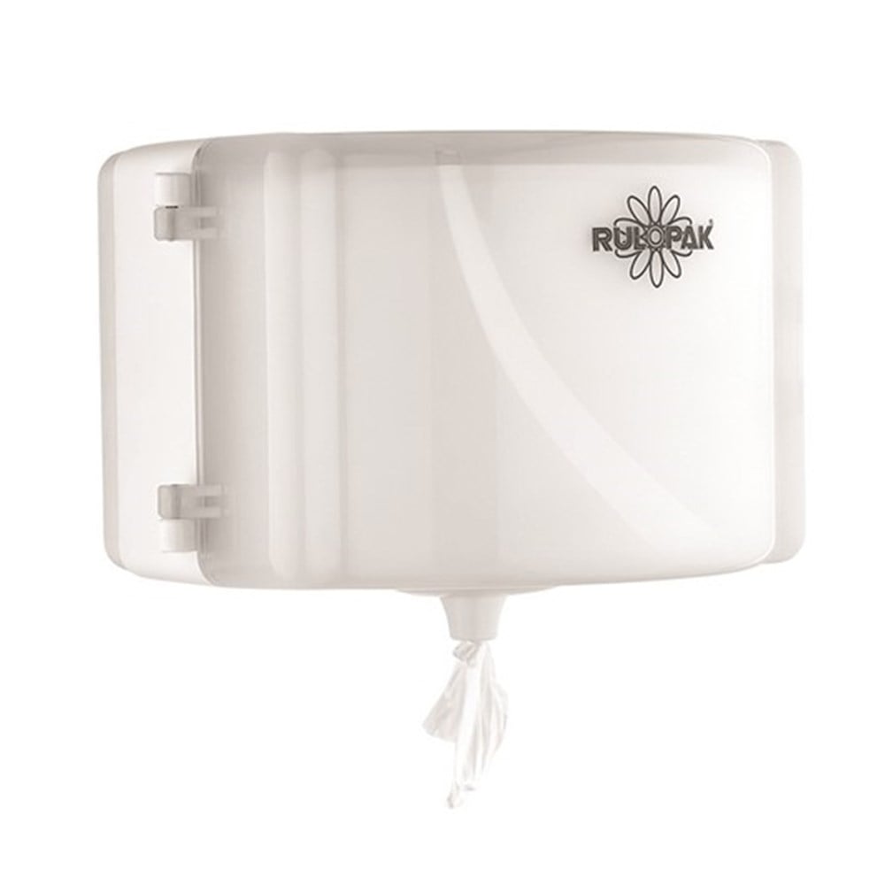 RULOPAK 360° MINI ECONOMY CENTER-PULL TOILET PAPER DISPENSER (TRANSPARENT WHITE)