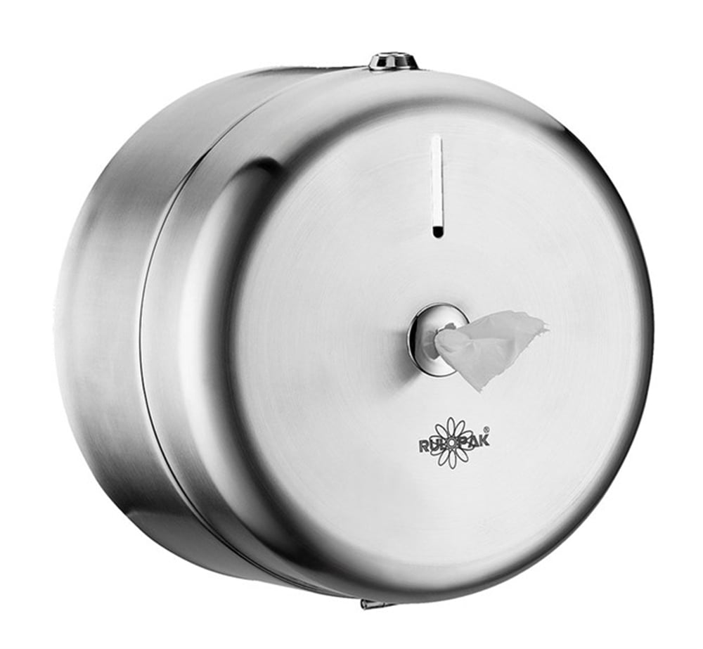 RULOPAK MINI ECONOMY CENTER-PULL TOILET PAPER DISPENSER – STAINLESS STEEL