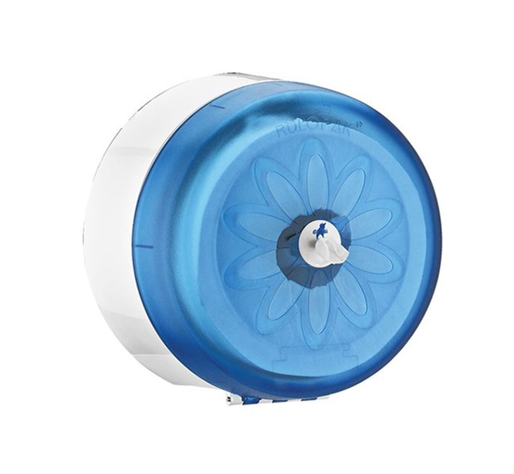 RULOPAK MINI ECONOMY CENTER-PULL TOILET PAPER DISPENSER – TRANSPARENT BLUE