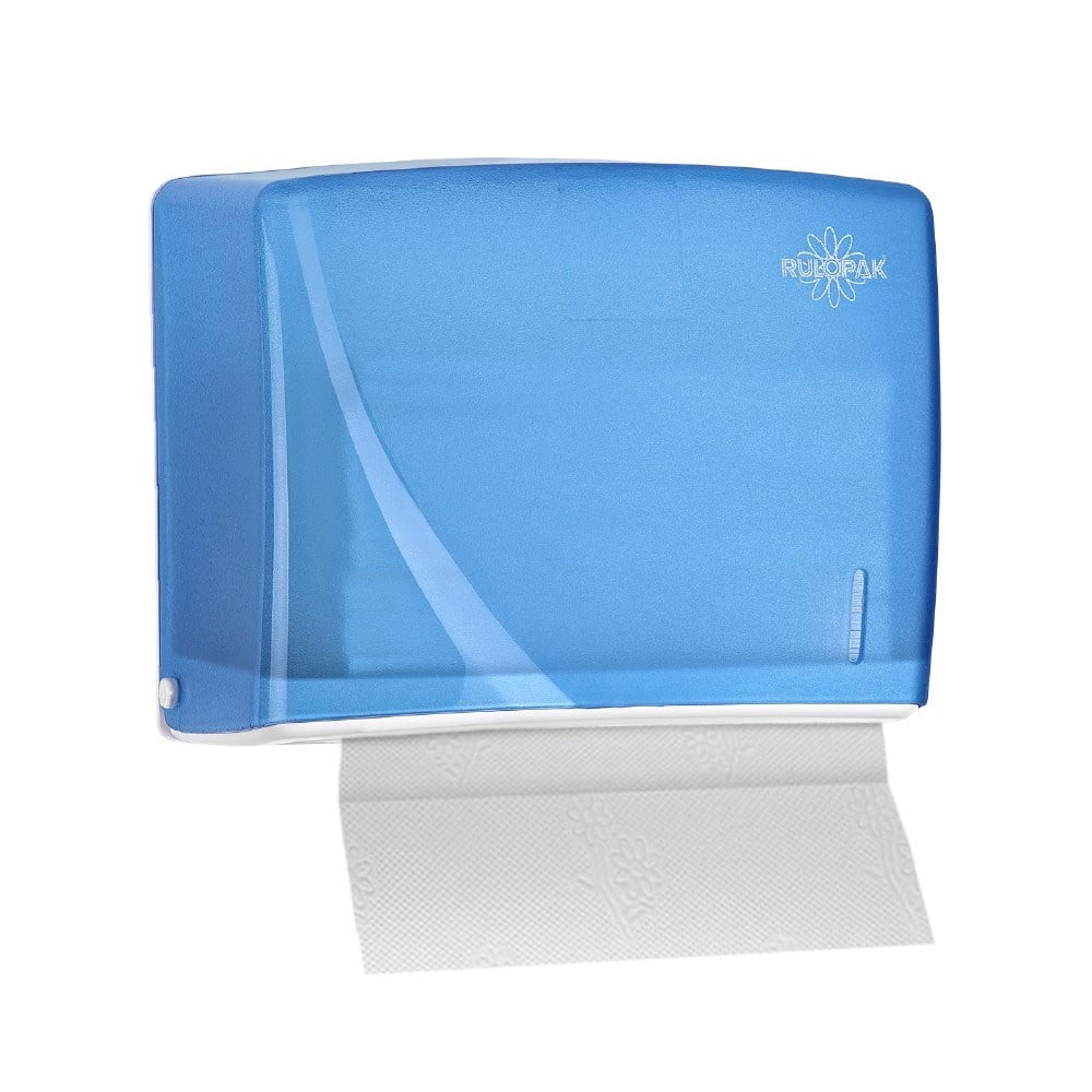 RULOPAK MODERN C-FOLD / V-FOLD PAPER TOWEL DISPENSER 200 SHEETS – TRANSPARENT BLUE