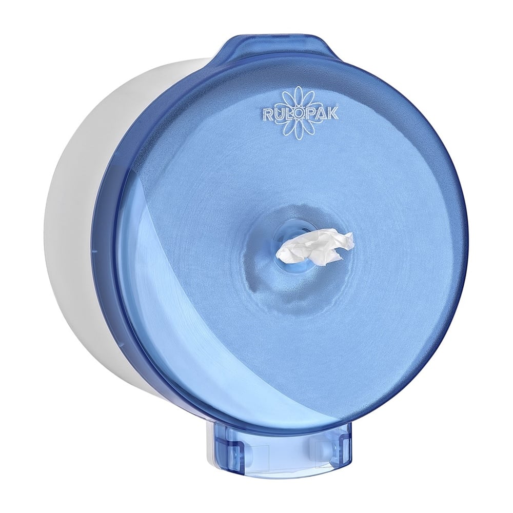 RULOPAK MODERN CENTER-PULL “ECONOMY” TOILET PAPER DISPENSER – TRANSPARENT BLUE