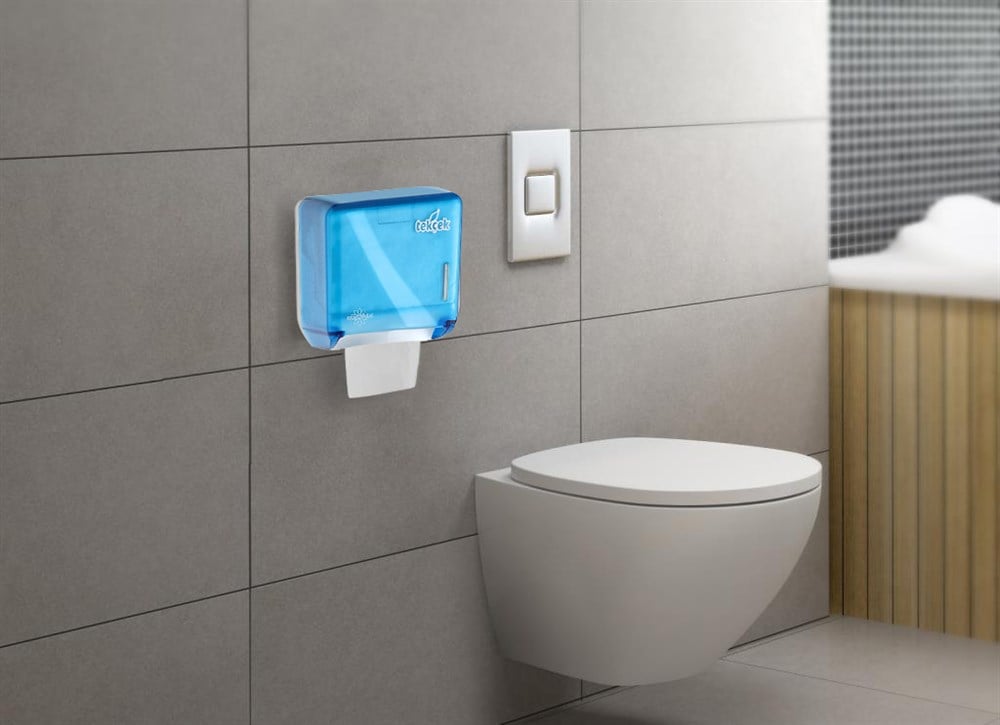 RULOPAK TEKCEK MINI TOILET PAPER DISPENSER TRANSPARENT BLUE - Image 2