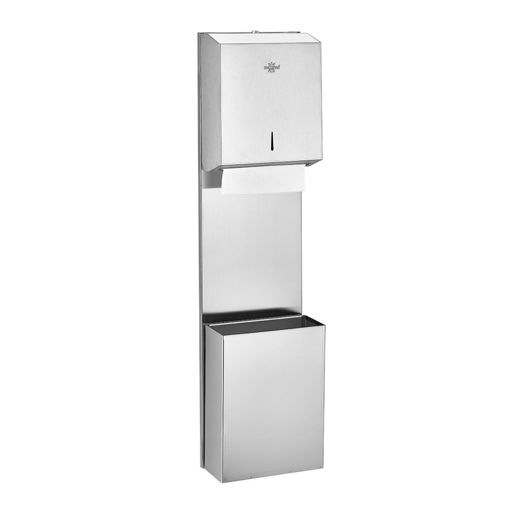 RULOPAK Z-FOLD PAPER TOWEL DISPENSER 400 SHEETS + STAINLESS STEEL TRASH BIN 9L COMBI SET