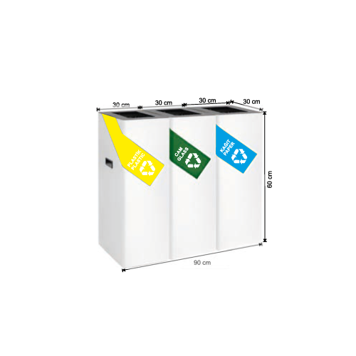 3-COMPARTMENT RECYCLING BIN
