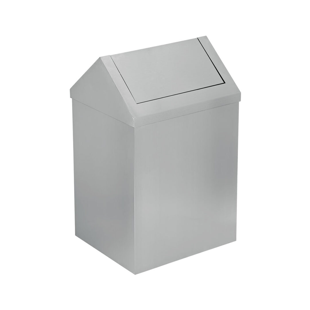 CHROME SWING-LID WASTE BINS