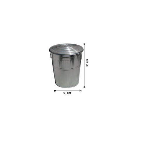 CONICAL GALVANIZED PEDAL TRASH CAN MANUAL LID DECORATED 19 LTR