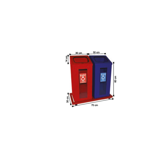 DOUBLE RECYCLING BIN WITH SHATTERPROOF GLASS 108 LTR