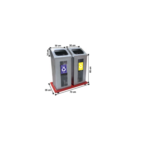 DOUBLE RECYCLING TRASH CAN WITH SHATTERPROOF GLASS 108 LTR