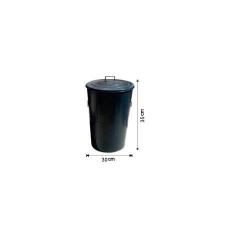 GALVANIZED CONICAL PEDAL TRASH CAN MANUAL LID DECORATED (PAINTED) 19 LTR