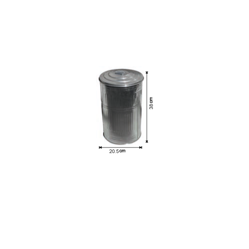 GALVANIZED ROUND TRASH CAN MANUAL LID DECORATED (PAINTED) 12 LTR