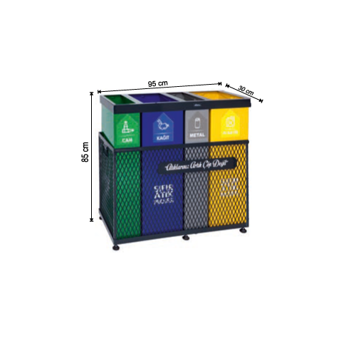 PAINTED RECYCLING BOX WITH MESH