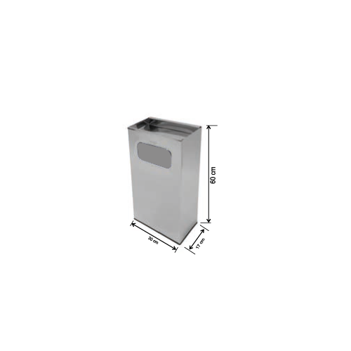 RECTANGULAR ASHTRAY TRASH CAN STAINLESS STEEL 30 LTR