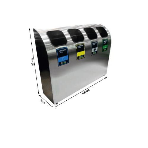RECYCLING TRASH 430 QUALITY 4-COMPARTMENT GALVANIZED WITH INNER BIN