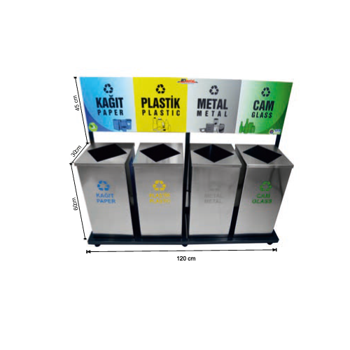 RECYCLING TRASH CAN WITH BASE 4-COMPARTMENT