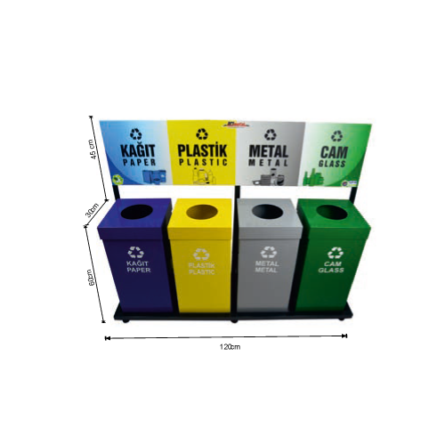 RECYCLING TRASH CAN WITH BASE 4-COMPARTMENT