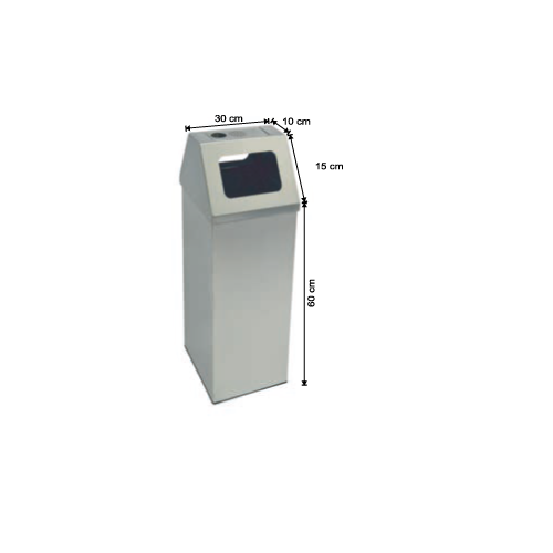 SQUARE LIDDED ASHTRAY TRASH CAN 430 QUALITY STAINLESS STEEL 54 LTR