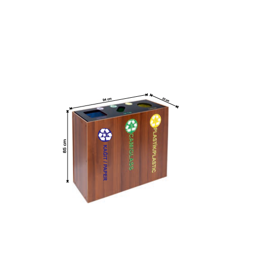 WOODEN RECYCLING TRASH CAN